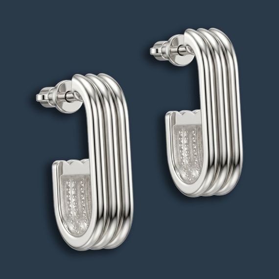 Серьги-пусеты Полоски из серебра 925 пробы, фото 1