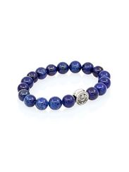 Браслет из лазурита 8 мм с шармом Всевидящее око из серебра