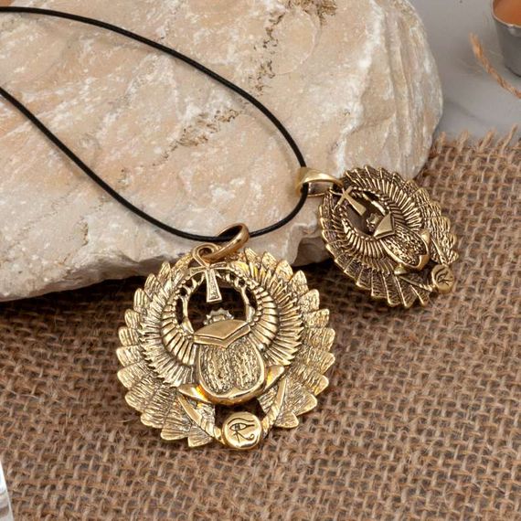 Подвеска Жук Скарабей большой - кулон из бронзы, фото 3