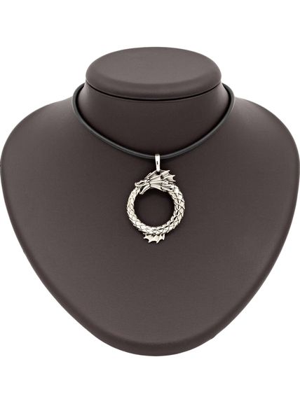 Подвеска Уроборос с плавником из мельхиора, на постаменте