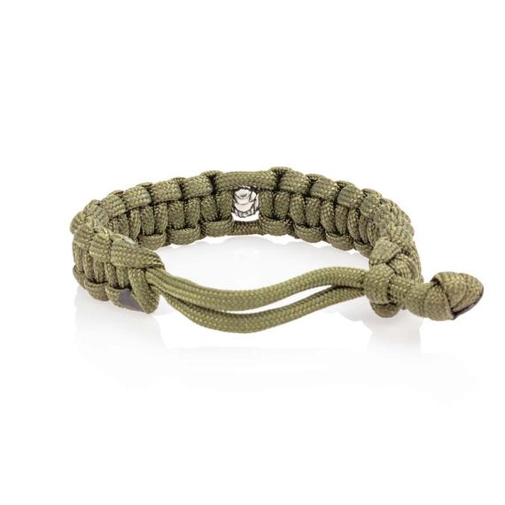 Браслет с шармом Волк из мельхиора - зеленый паракорд, вид 3
