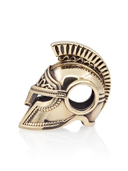 Фото бронзовой бусины спартанский шлем, вид справа.