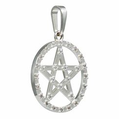 Подвеска Пентаграмма в круге из серебра 925 пробы с фианитами