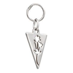 Треугольник с цветком - подвеска на серьги из серебра 925 пробы