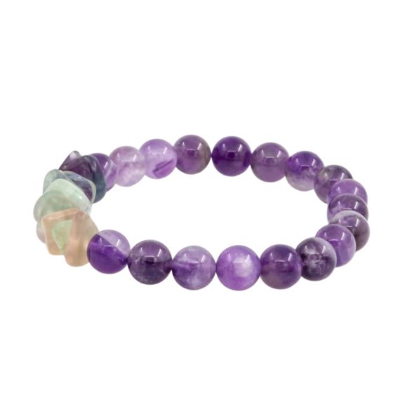 Браслет из натуральных камней аметист лавандовый и флюорит, фото 2