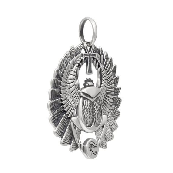 Подвеска «Скарабей большой» из серебра, вид сбоку