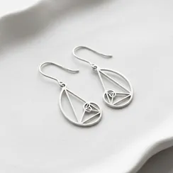 Серьги Золотое сечение Фибоначчи из серебра