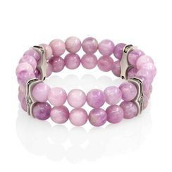 Браслет Всевидящее Око из Мельхиора Двойной с кунцитом 8 мм