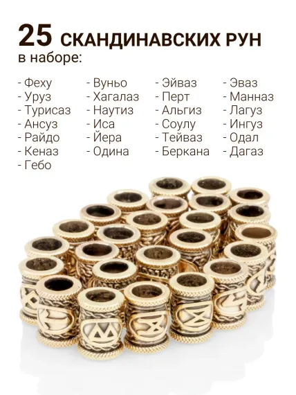 Шармы для браслета с рунами Набор в футляре Бронза, фото 2