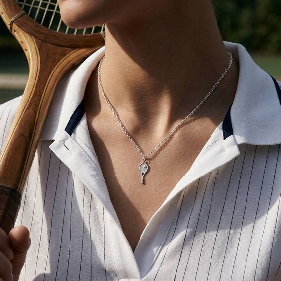 Подвеска на шею Теннисная ракетка ювелирная серебро 925, живое фото 3