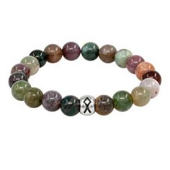 Браслет из натуральной яшмы зелёной с руной Одал из серебра 925 пробы - Процветание рода