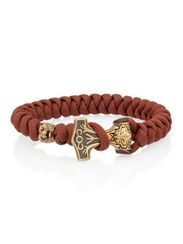 Браслет из красно-коричневого паракорда с молотом Тора Bayer и медведем из бронзы