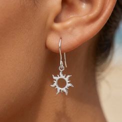Солнце - ювелирные серьги из серебра 925 пробы