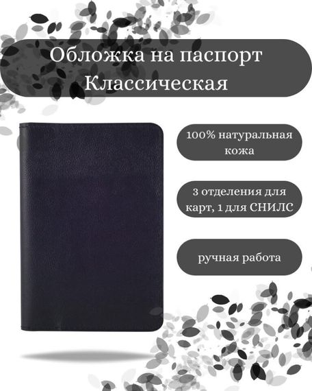 Обложка на паспорт Классическая черного цвета, фото с инфографикой