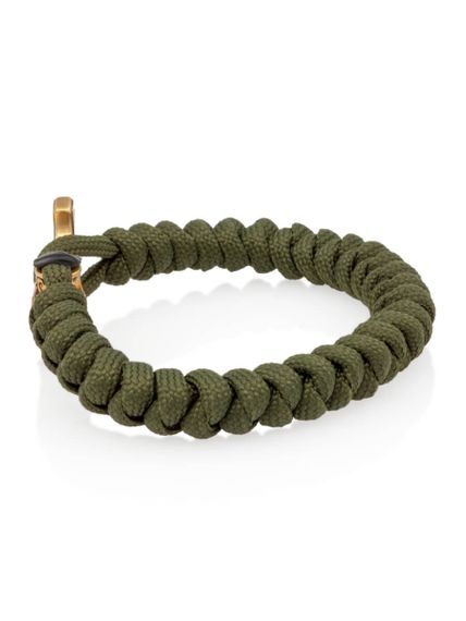 Браслет из зелёного паракорда с шармом Молот тора Bayer из бронзы, вид сбоку