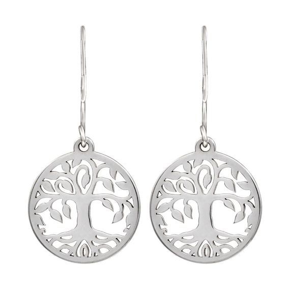 Древо жизни - ювелирные серьги из серебра 925 пробы, вид сзади