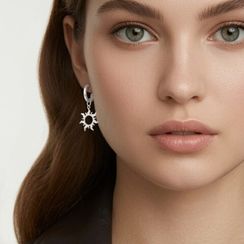 Серьги Конго 12 мм с подвеской Солнце из серебра 925