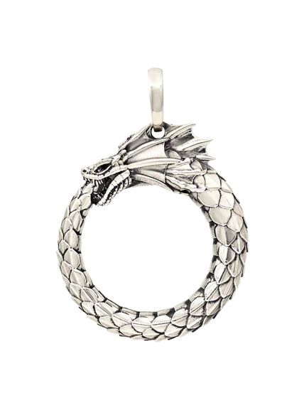 Подвеска Уроборос без плавника из мельхиора, вид спереди