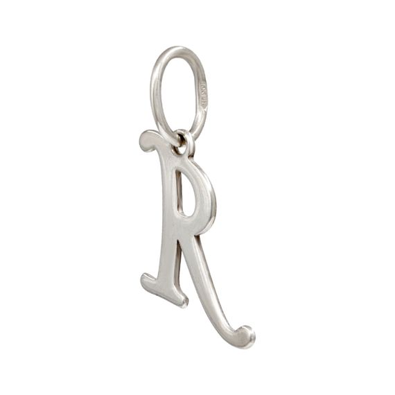 Подвеска в виде буквы Я - кулон из серебра 925 пробы, вид полубоком сзади