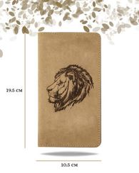 Кошелек высокий Лев светло-коричневый нубук