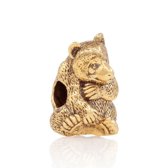 Шарм Панда из бронзы, бусина, вид полубоком 2