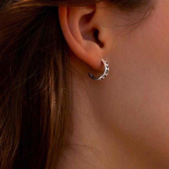 Серьги Фазы Луны в форме дуги из серебра 925 пробы, вид 4