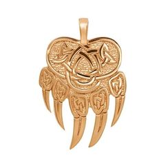 Подвеска Печать Велеса медвежья из серебра с позолотой