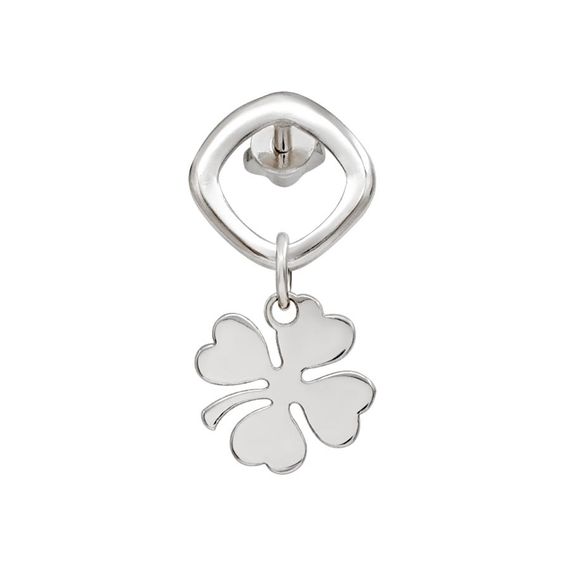 Серьги-пусеты с подвеской Клевер из серебра 925 пробы, фото 2