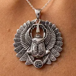 Жук Скарабей малый - подвеска из серебра