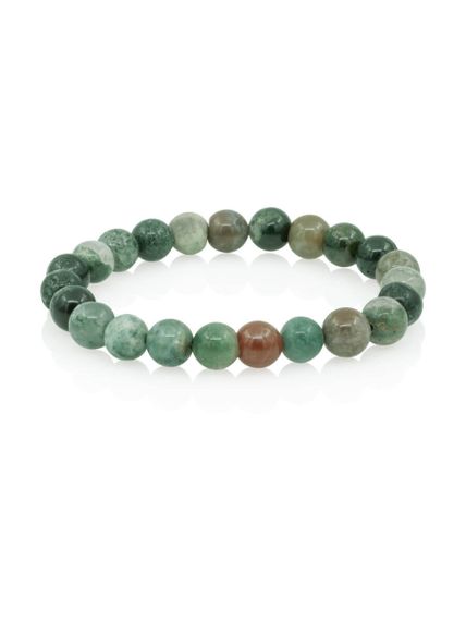 Браслет из зеленой яшмы фото на белом фоне сзади