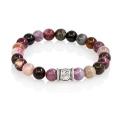 Браслет Денежный импульс из натурального турмалина с руной Феху из мельхиора