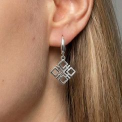Макошь - ювелирные серьги - славянский оберег из серебра 925 пробы