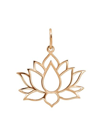 Подвеска Лотос из серебра 925 пробы с позолотой, фото вид анфас