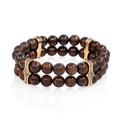 Браслет Всевидящее Око из Бронзы Двойной с бронзитом 8 мм