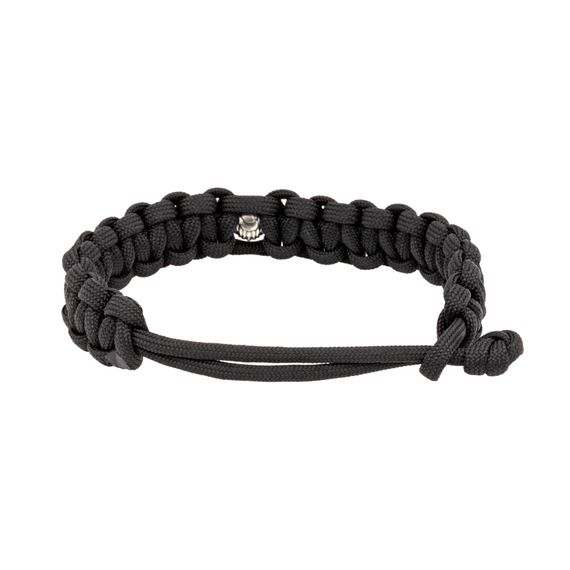 Браслет с шармом Волк из мельхиора - чёрный паракорд, фото 4