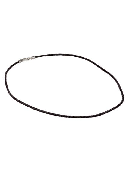 Гайтан кожаный чёрный 3 мм из серебра, вид спереди