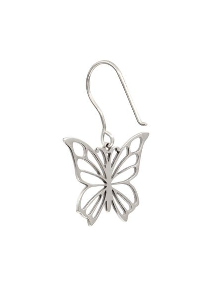 Серьги Бабочка из серебра, вид полубоком крючком вперёд