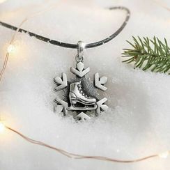 Конёк и снежинка - подвеска из мельхиора