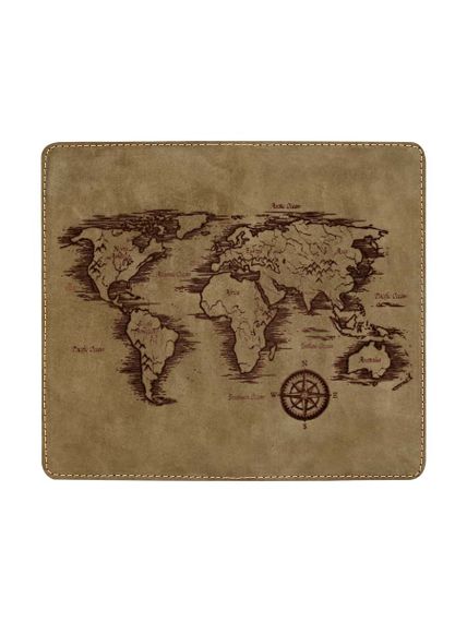 Фото функционального кошелька Карта мира из зеленого нубука в развёрнутом виде.
