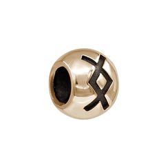 Шарм с руной Ингуз - бусина для браслета из бронзы