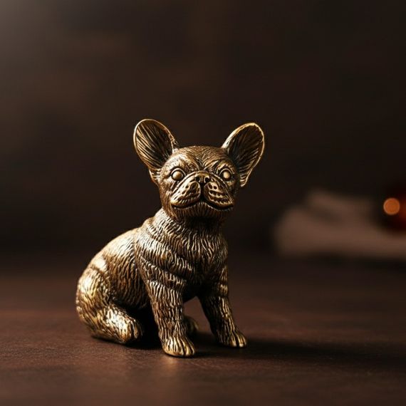 Статуэтка Французский бульдог - фигурка в виде собаки из бронзы с чернением, фото 4