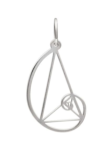 Фото подвески золотое сечение без контура из серебра, вид сзади.