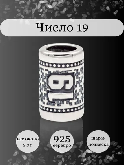 Инфографика шарм цифра число 19 из серебра