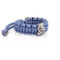 Браслет с шармом Панда из мельхиора - синий паракорд