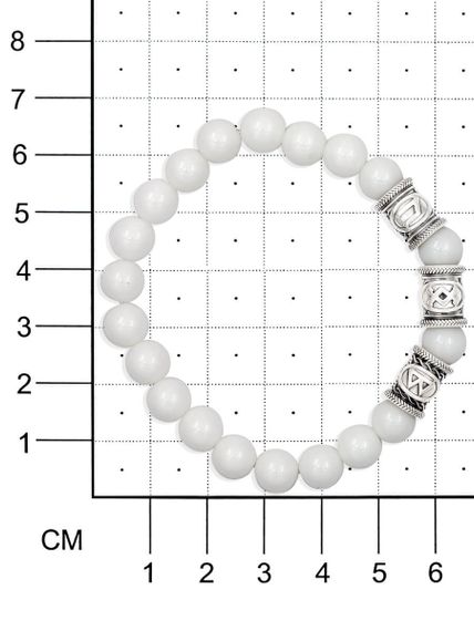 Браслет из белой ювелирной керамики с рунами Уруз, Ингуз, Беркана - Восстановление энергии на размерной сетке