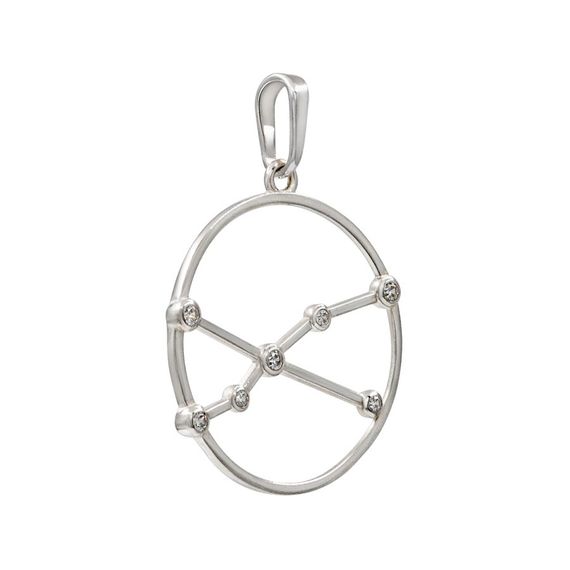 Подвеска на шею Созвездие Телец Знак зодиака серебро с фианитами, фото 3