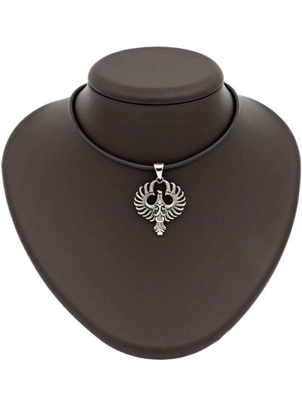 Подвеска двусторонняя Феникс птица из мельхиора, на постаменте