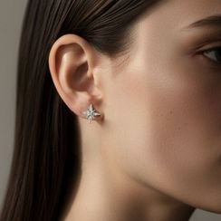 Серьги-пусеты Вифлеемская звезда из серебра 925 пробы с фианитами