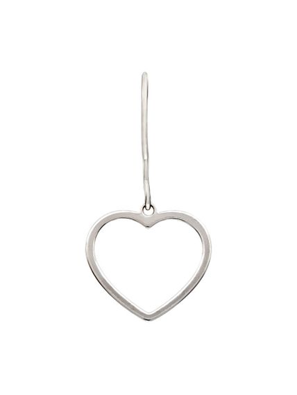 Серьги Контур сердца из серебра, вид спереди