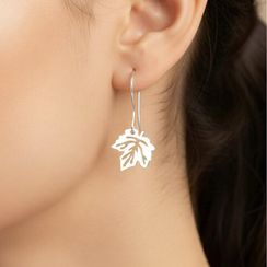Серьги Лист Кленовый из серебра 925 пробы